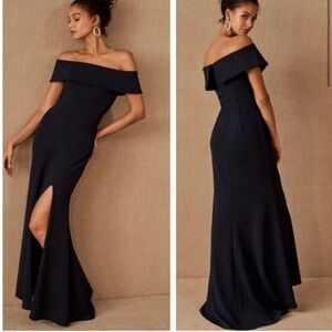 BHLDN Navy Off-Shoulder Gown